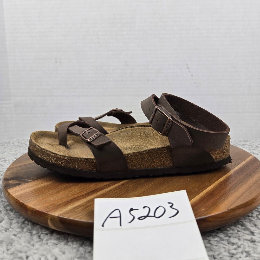 Birkenstock Womens 38 Wide Yara Birko Flor Brown Ankle Double Strap Sandals